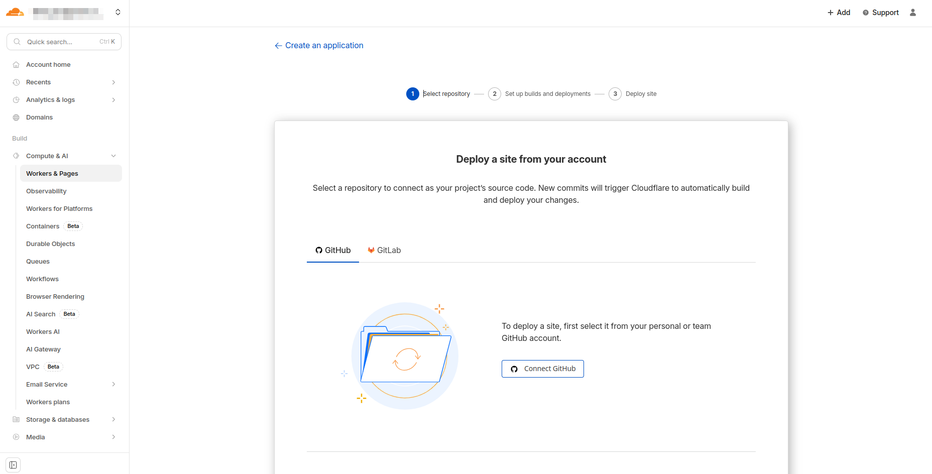 Cloudflare Pages - Connect GitHub