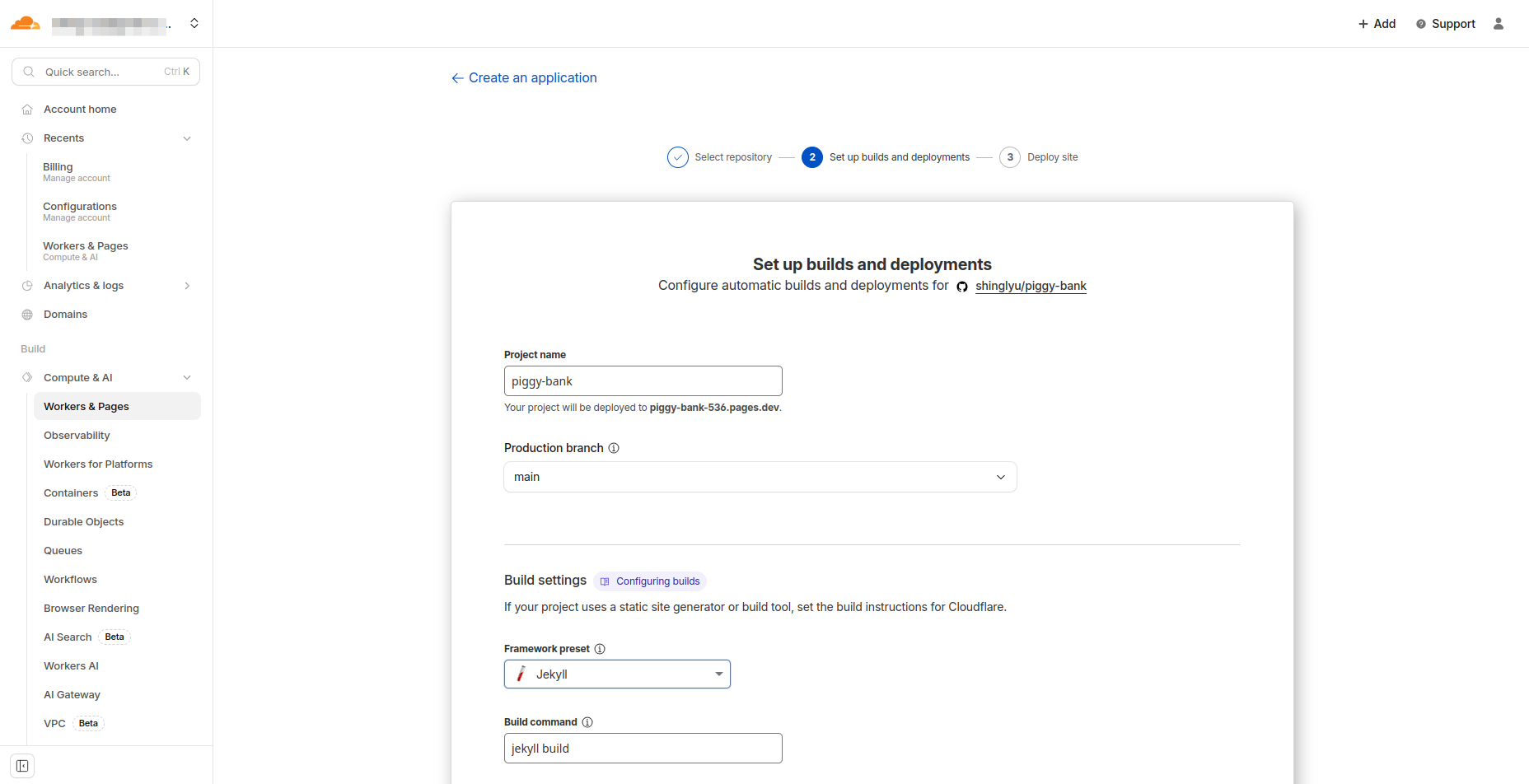 Cloudflare Pages - Framework preset and build settings