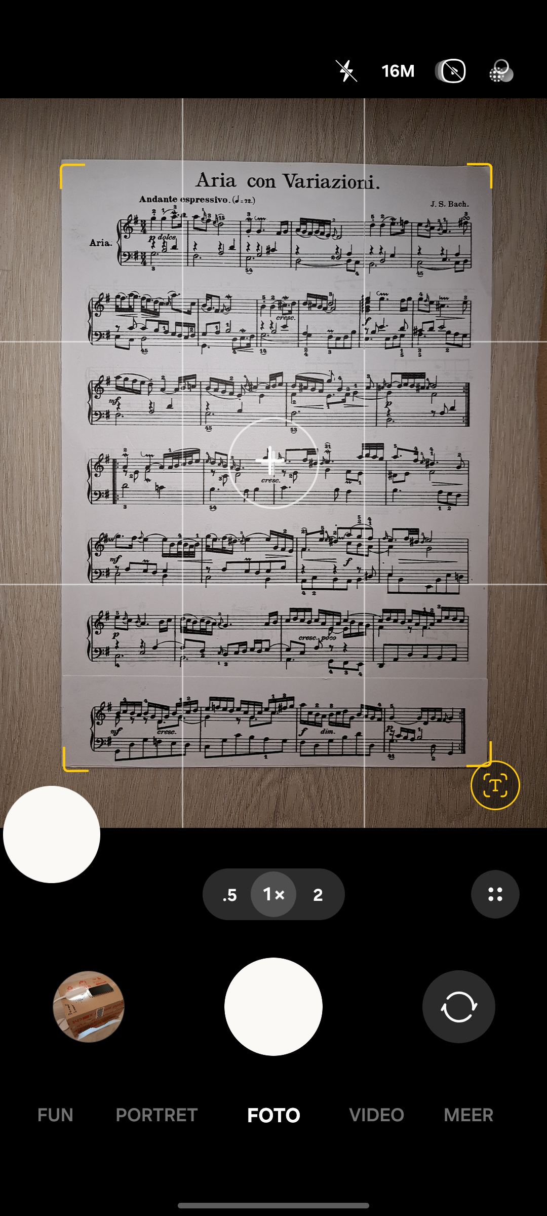 Phone scanner app preview captured from the DIY setup