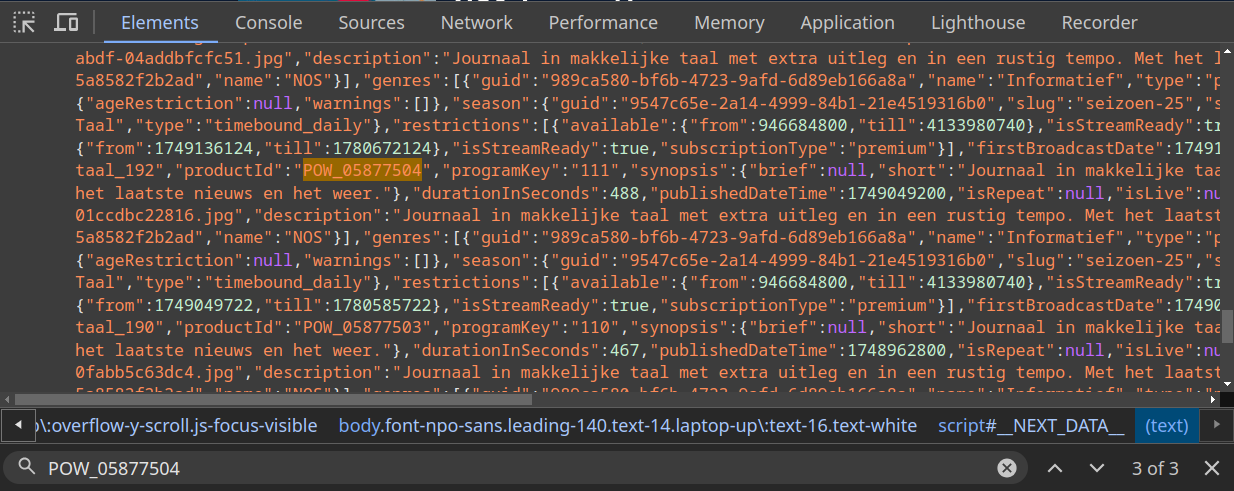 Finding product ID in HTML source
