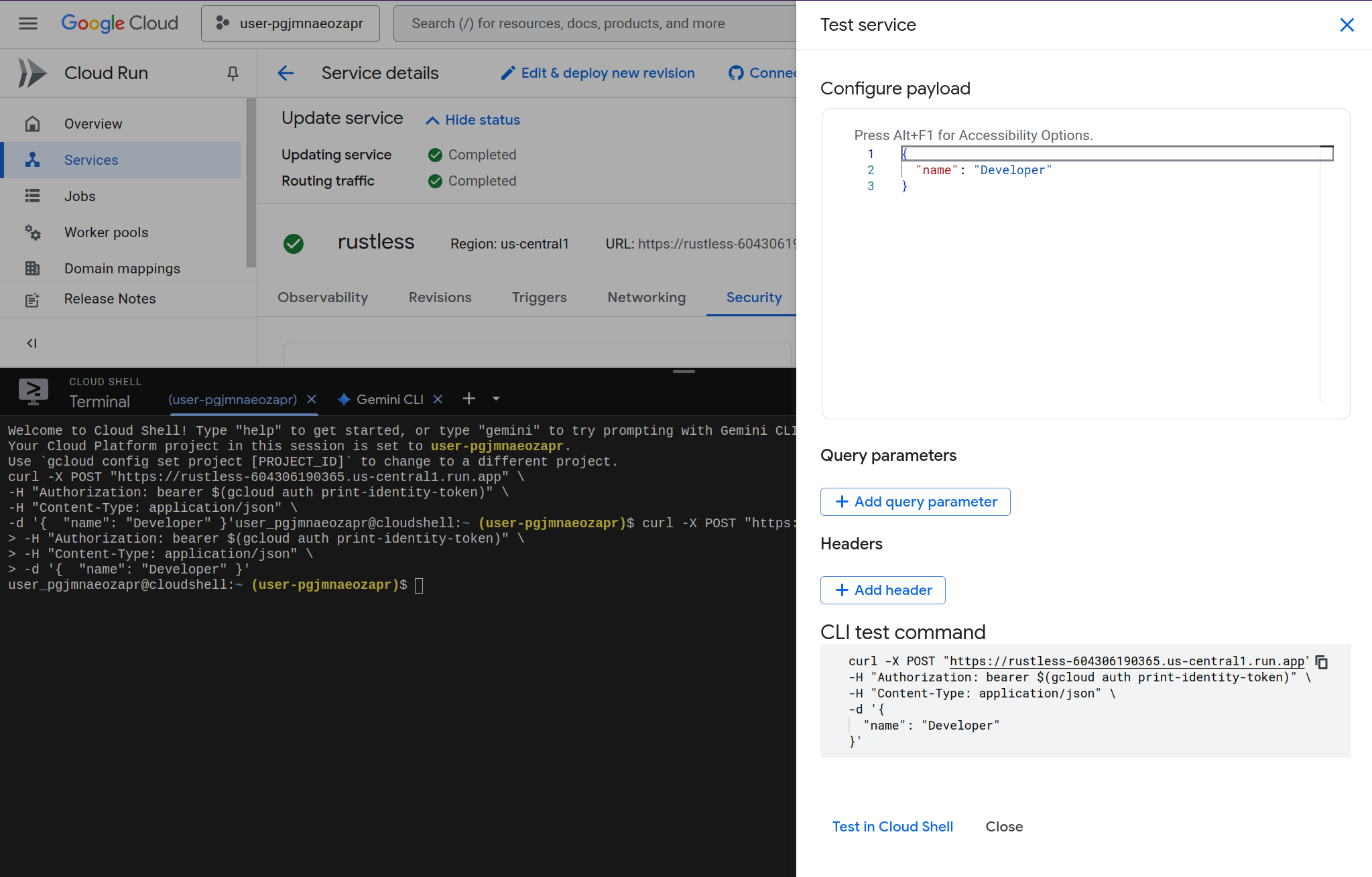 Cloud Shell Testing